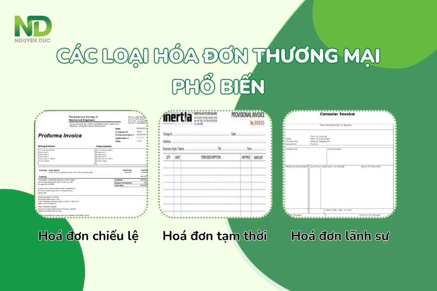 Các loại hoá đơn thương mại phổ biến
