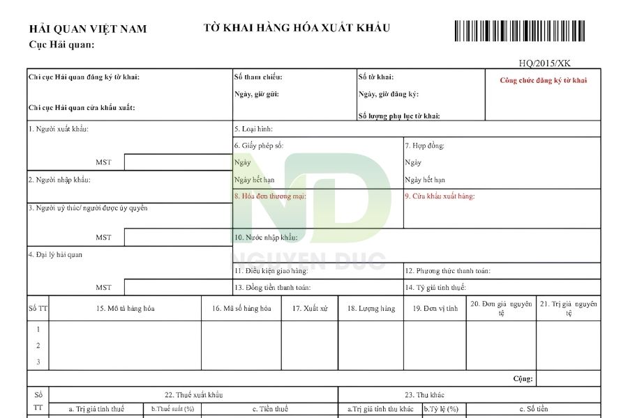 Cách đọc tờ khai hải quan xuất khẩu chi tiết