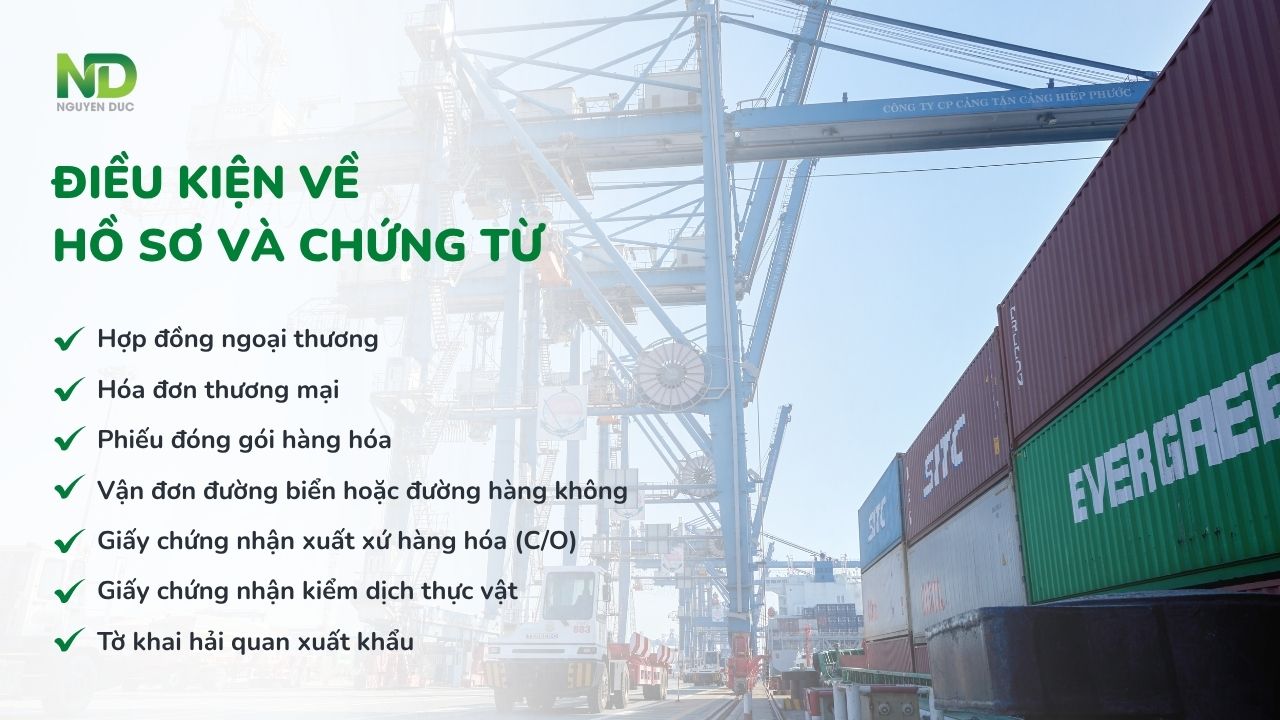 Điều kiện về hồ sơ và bộ chứng từ xuất nhập khẩu