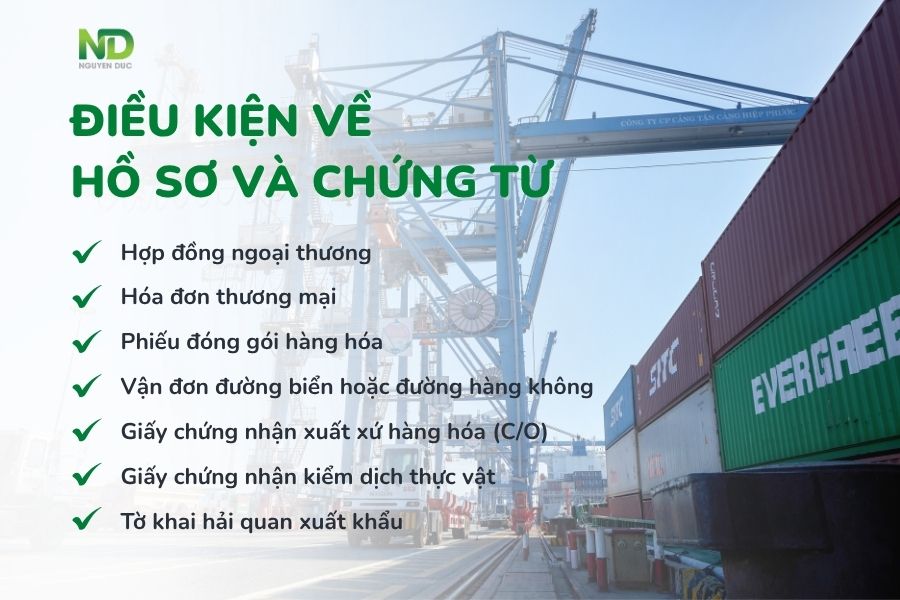 Điều kiện về hồ sơ và bộ chứng từ xuất nhập khẩu